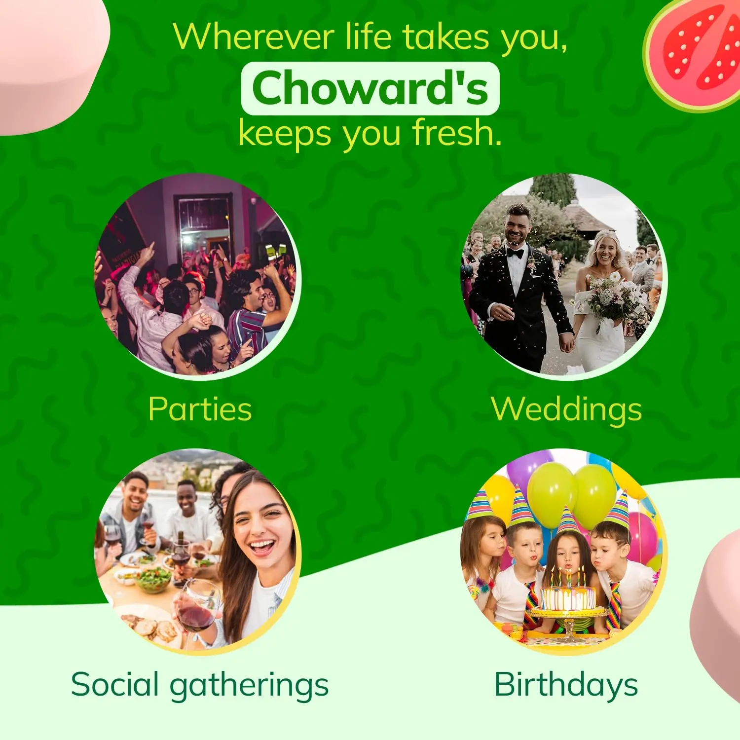 This image shows three 3oz bags of Choward's Guava Candy, each containing individually wrapped guava flavored mints, perfect for snacks and sharing.