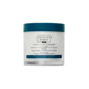 Christophe Robin cleansing purifying scalp scrub with sea salt that soothes itchy and oily scalps, removes buildup, and detoxifies hair.
