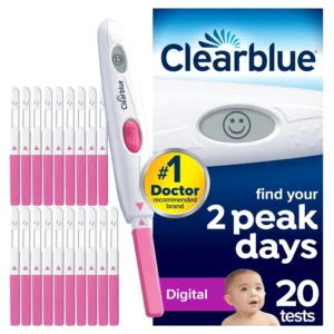 Clearblue Digital Ovulation Test Kit with 20 tests helps you pinpoint your 2 most fertile days to get pregnant faster with over 99% accuracy.
