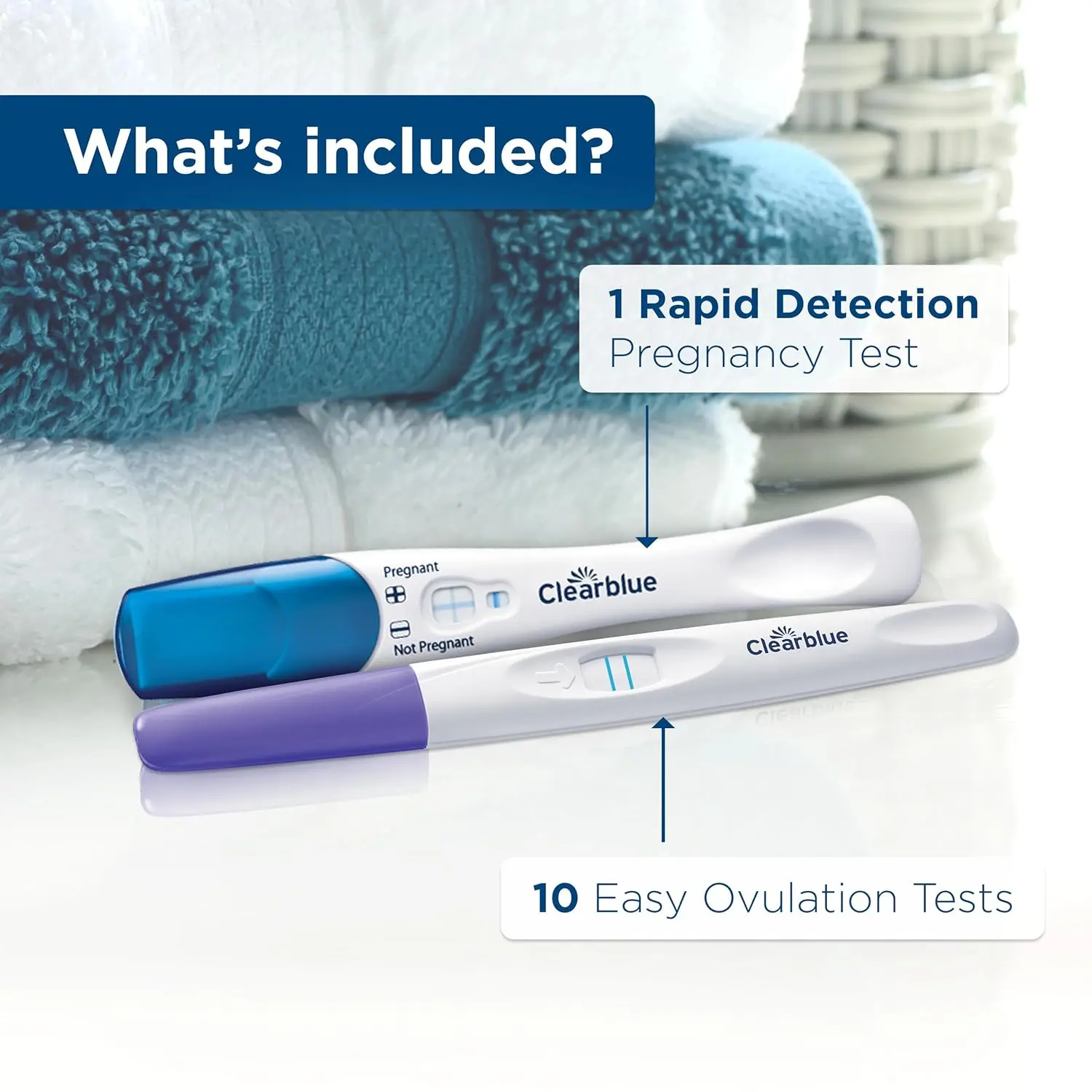 Clearblue ovulation starter kit with ten ovulation test sticks and one pregnancy test to help identify your most fertile days and maximize your chances of getting pregnant.