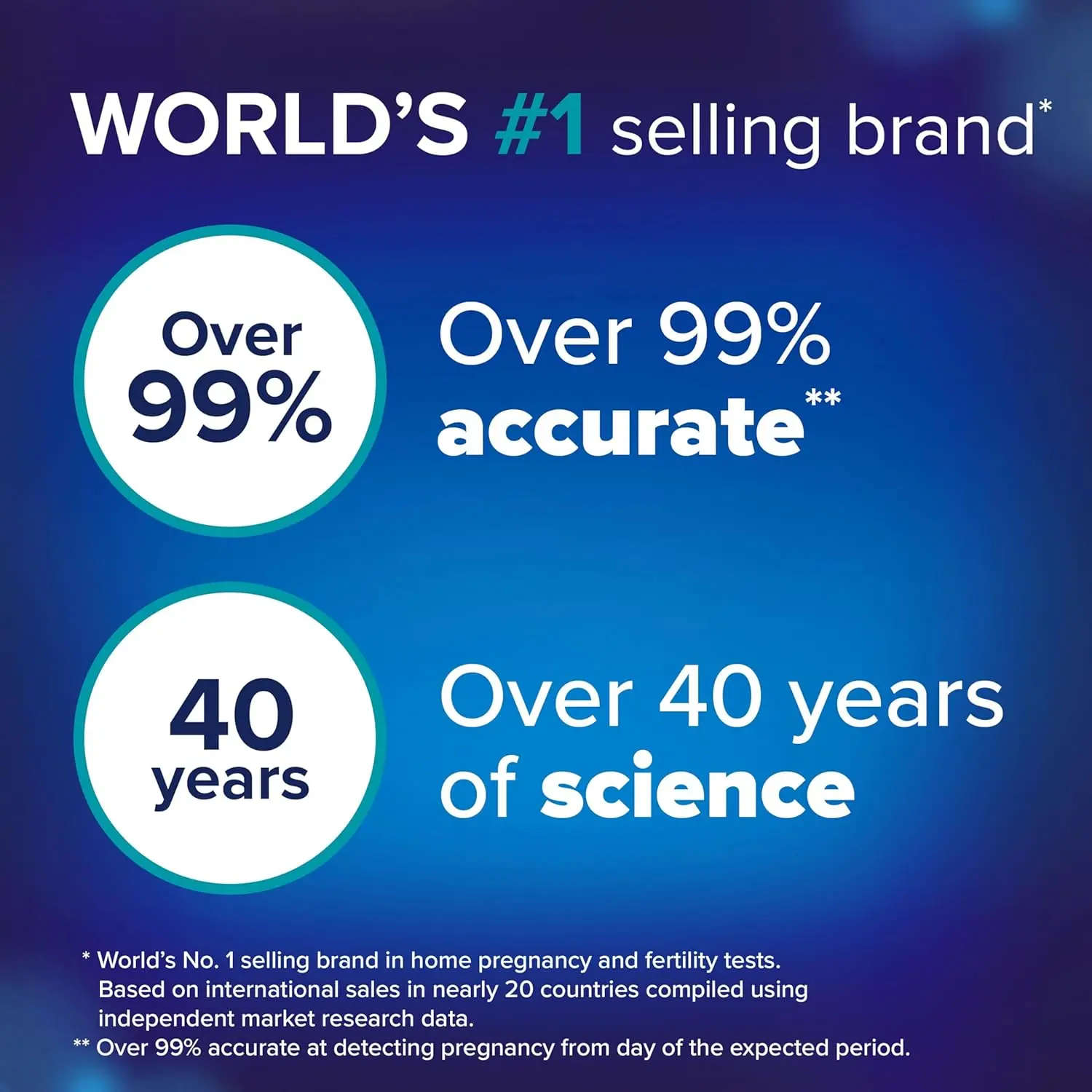 Two Clearblue rapid detection pregnancy tests for home use, promising results in as fast as one minute and over 99% accuracy.