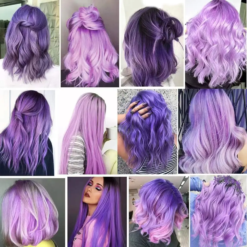 Ten pieces of 22-inch clip in hair extensions in lavender purple and light purple offer a fun, easy way to add highlights and color to your hair for parties or everyday style.