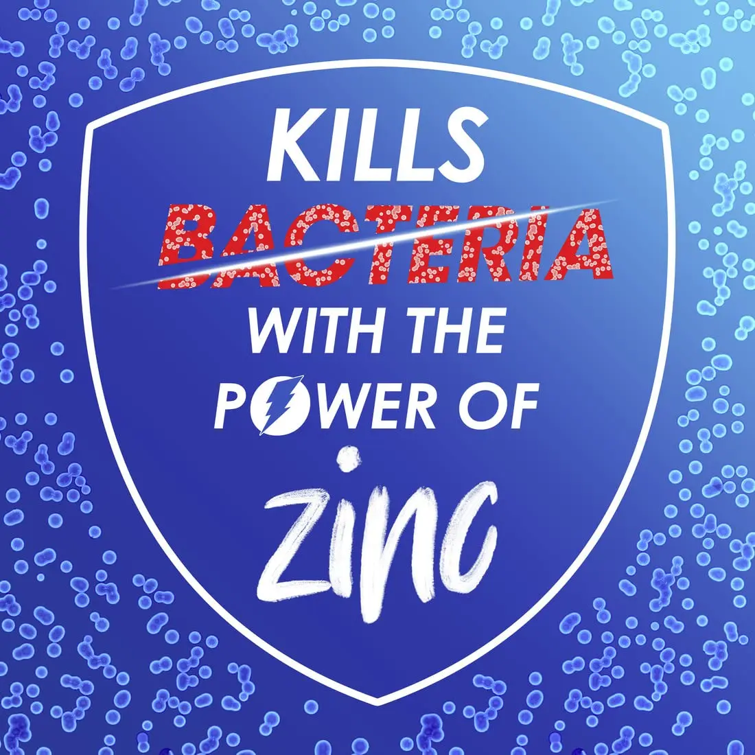 Closeup antibacterial mouthwash with active zinc fights bacteria and gives long-lasting fresh breath all day.