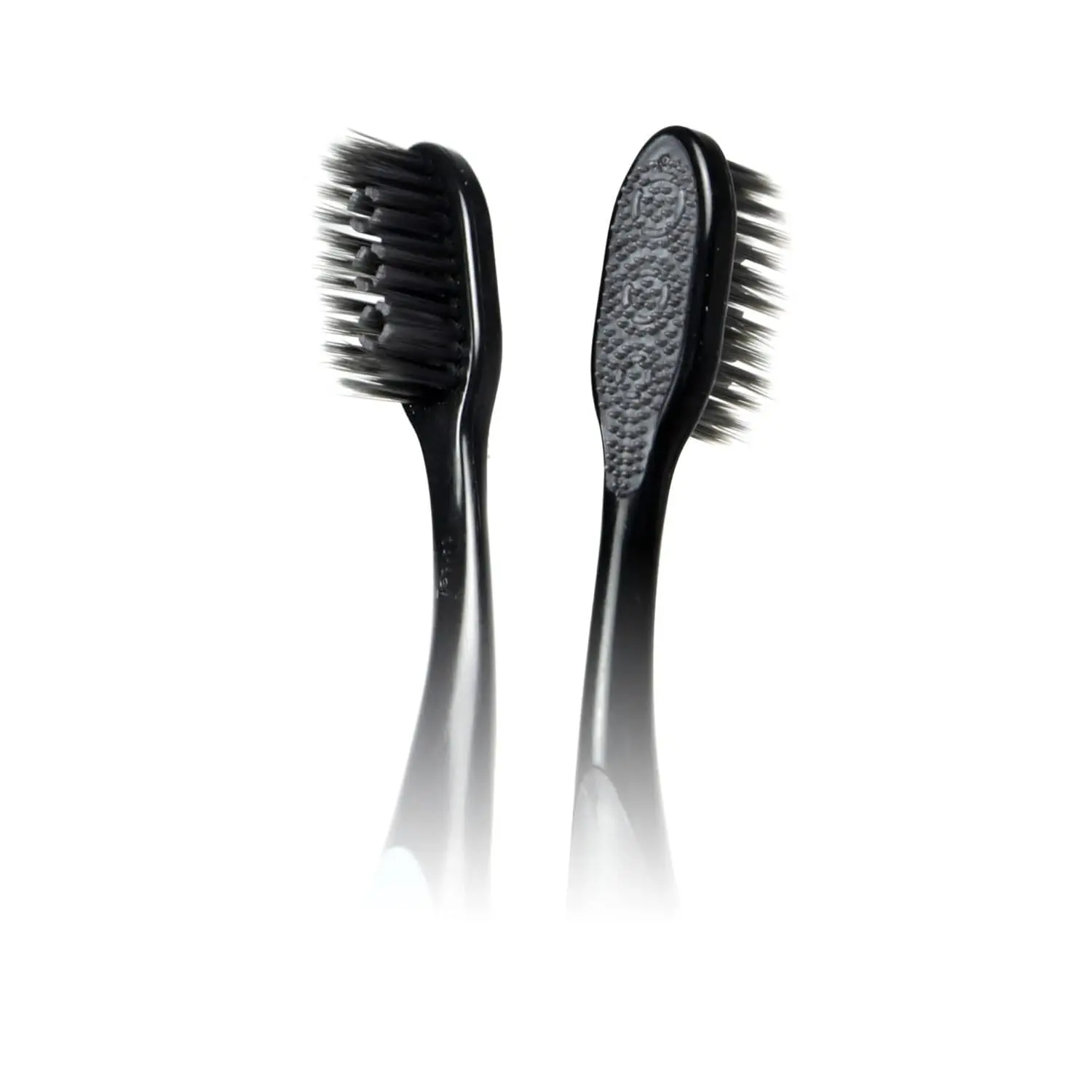 A single Colgate 360 Charcoal medium bristle toothbrush featuring thin, slim tip bristles for deep cleaning between teeth and along the gum line.