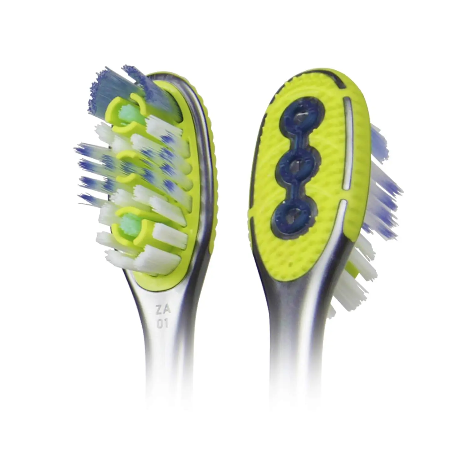 This is a 2 pack of Colgate 360 Interdental medium toothbrushes featuring bristles that reach 4 times deeper below the gumline compared to an ordinary flat trim toothbrush.