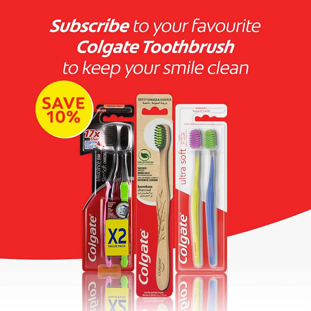 This is a 2 pack of Colgate 360 Interdental medium toothbrushes featuring bristles that reach 4 times deeper below the gumline compared to an ordinary flat trim toothbrush.