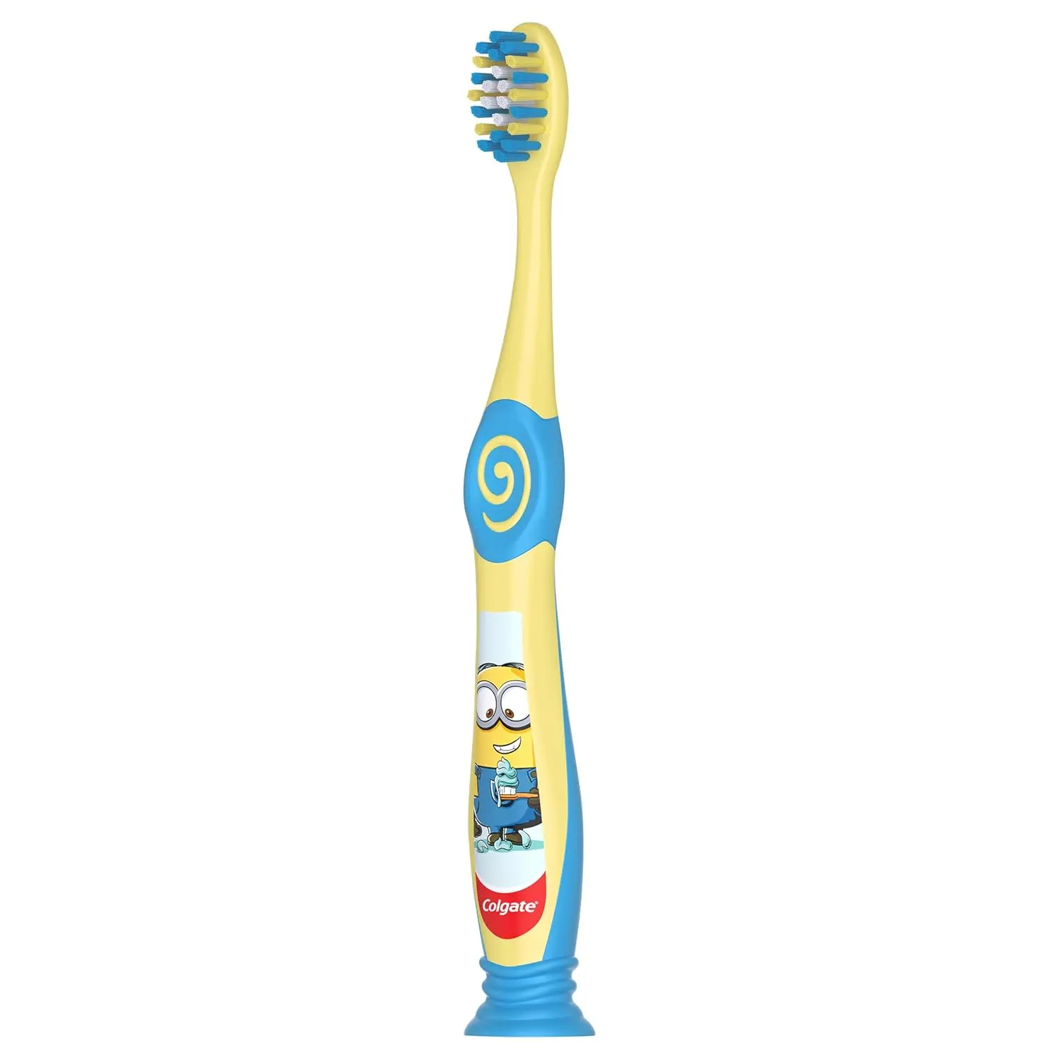 The Colgate Kids Toothbrush for ages 3-5 features super soft bristles, a small head, a comfortable handle, and inner white bristles as a toothpaste guide for gentle and effective cleaning.