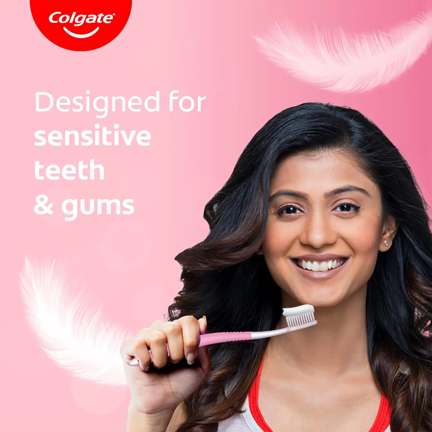 This image shows a pack of four Colgate Sensitive toothbrushes with ultra-soft bristles, designed for gentle and effective cleaning of sensitive teeth and gums.
