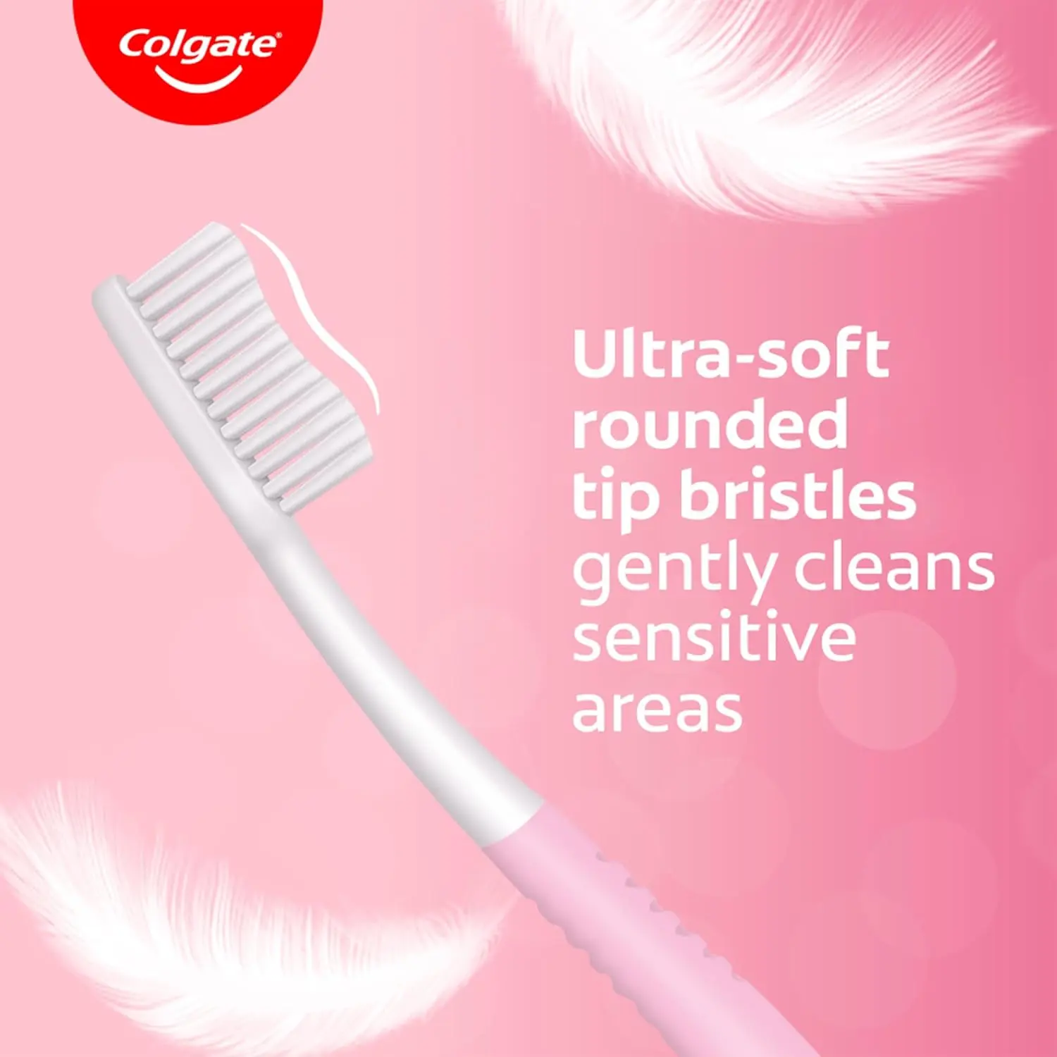 This image shows a pack of four Colgate Sensitive toothbrushes with ultra-soft bristles, designed for gentle and effective cleaning of sensitive teeth and gums.
