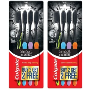 This is an image of the Colgate Slim Soft Charcoal Toothbrush, a gentle toothbrush for effective cleaning and healthy gums.