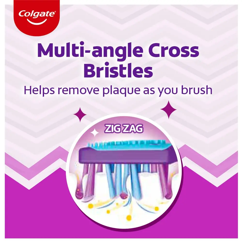 Six Colgate ZigZag soft bristle toothbrushes, a convenient pack for complete oral hygiene.