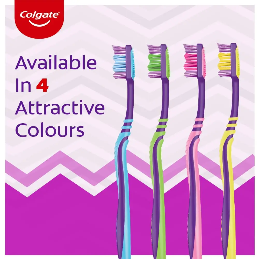 Six Colgate ZigZag soft bristle toothbrushes, a convenient pack for complete oral hygiene.