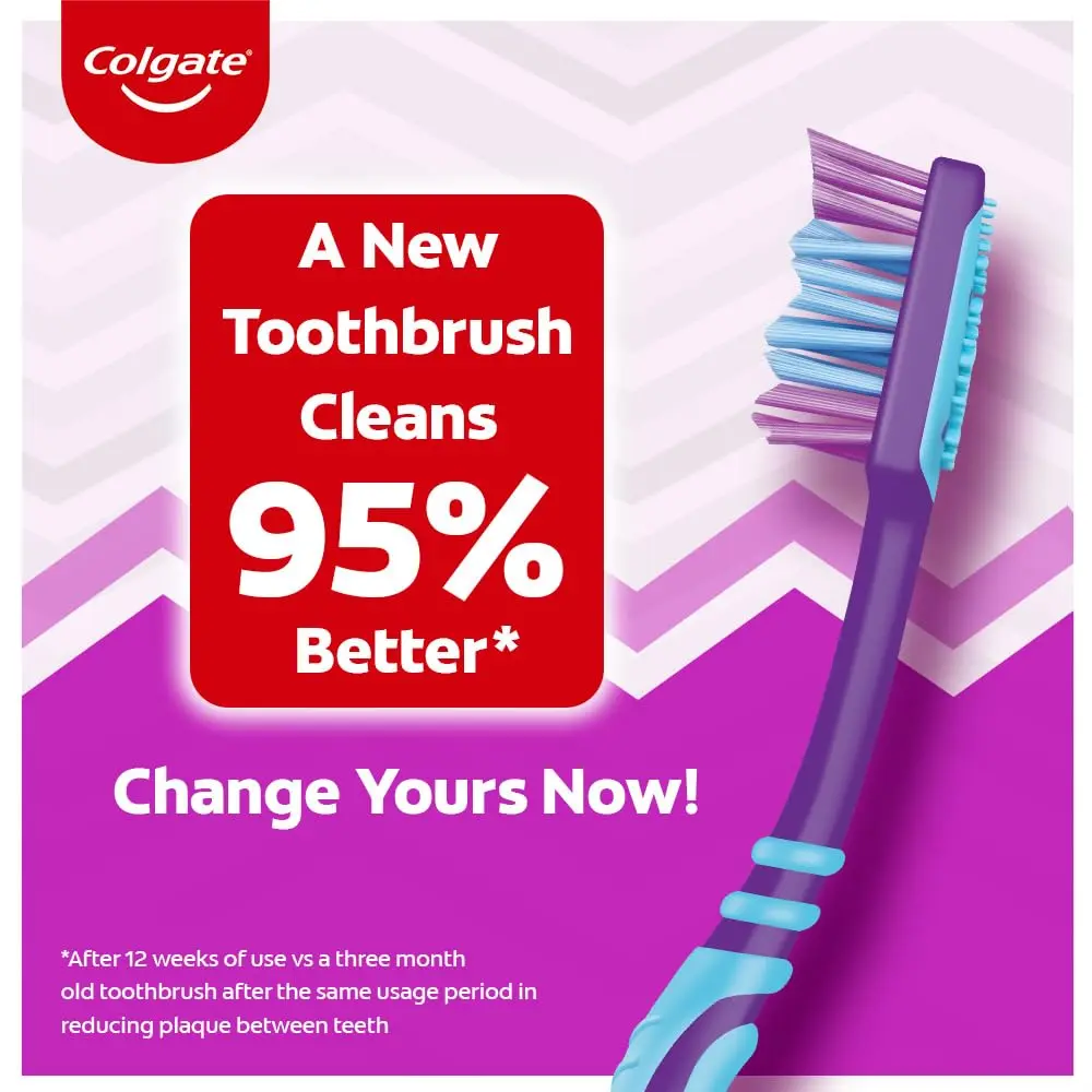 Six Colgate ZigZag soft bristle toothbrushes, a convenient pack for complete oral hygiene.