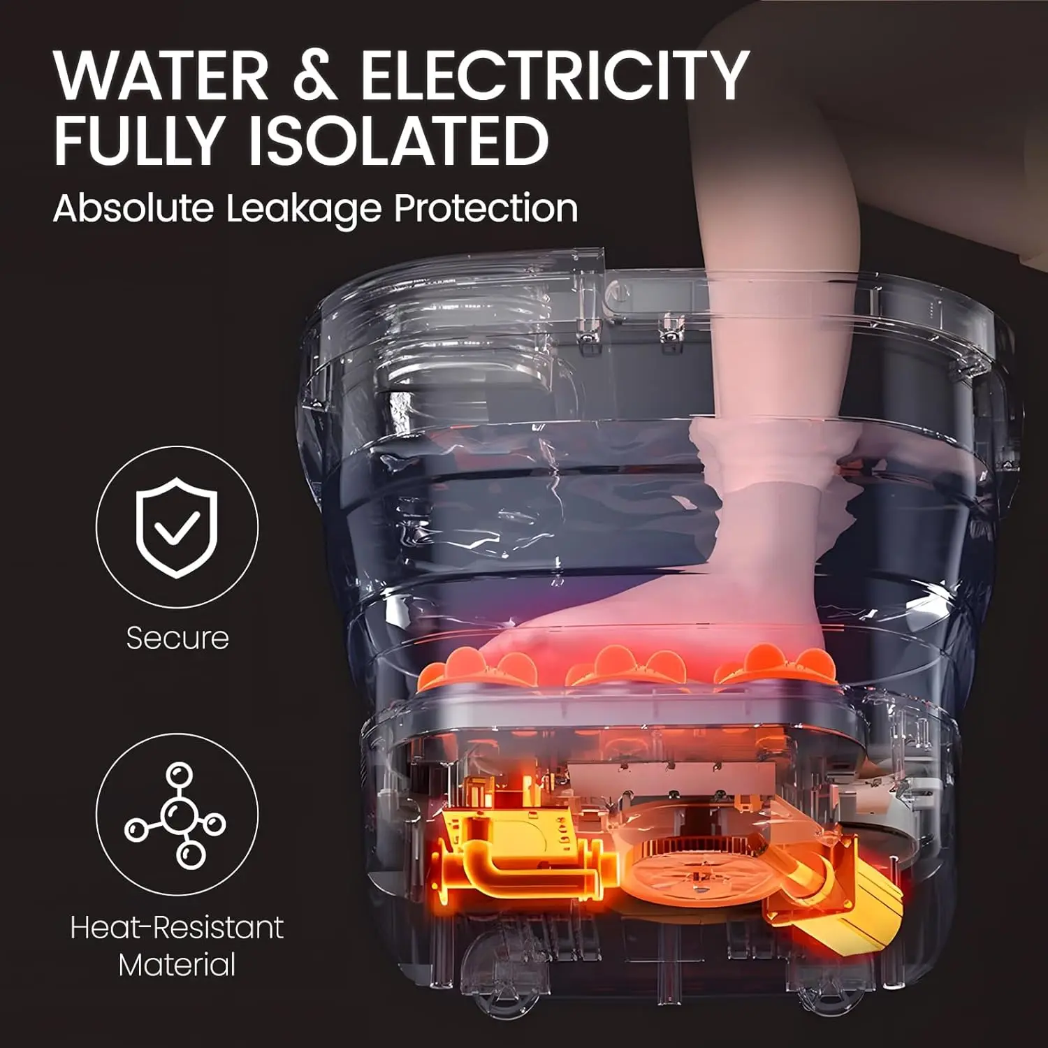 Collapsible foot spa with heat, massage rollers, and remote control for relaxing foot care at home.