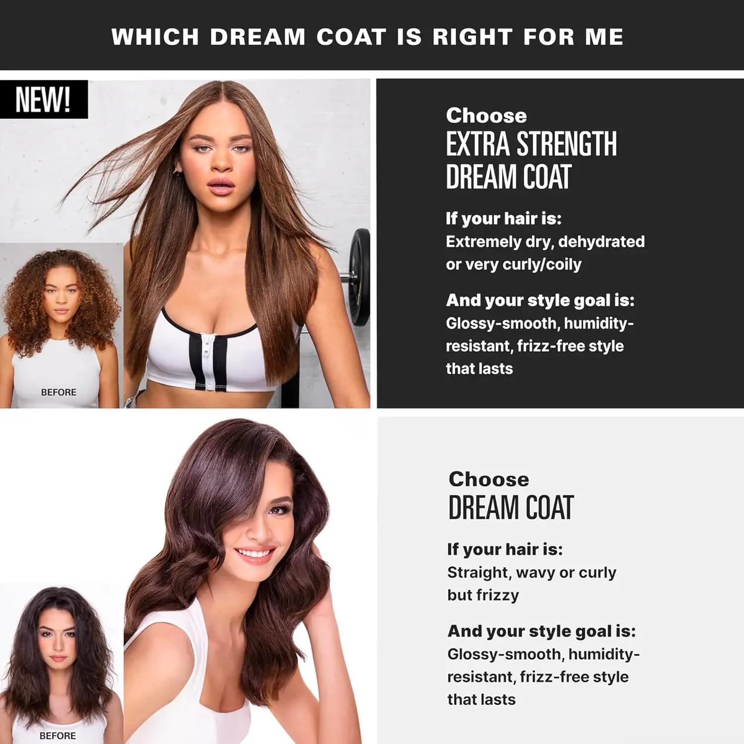 Travel size COLOR WOW Extra Strength Dream Coat for frizz-prone hair promises glassy, smooth, straight, and frizz-resistant styles lasting up to four washes.