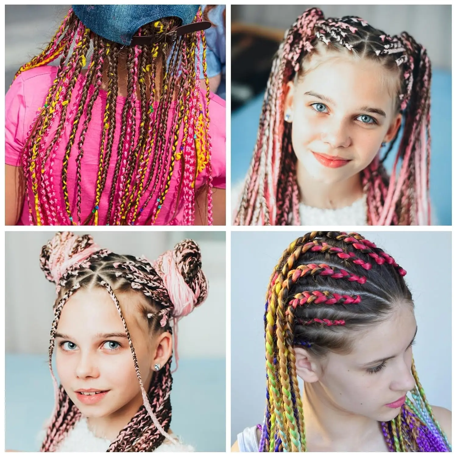 This set features 60 pieces of colorful hair wrap string, perfect for adding a vibrant rainbow accent to braids and hairstyles.