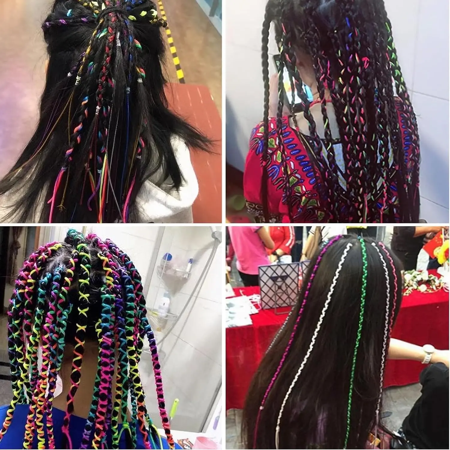 This set features 60 pieces of colorful hair wrap string, perfect for adding a vibrant rainbow accent to braids and hairstyles.