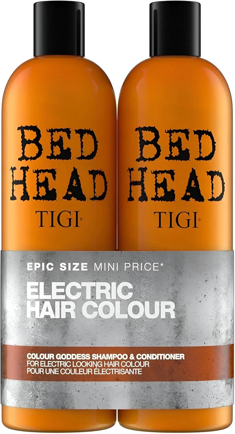 TIGI Bed Head Colour Goddess shampoo and conditioner set offers professional coloured hair treatment with keratin and almond oil for vibrant, silky smooth hair.