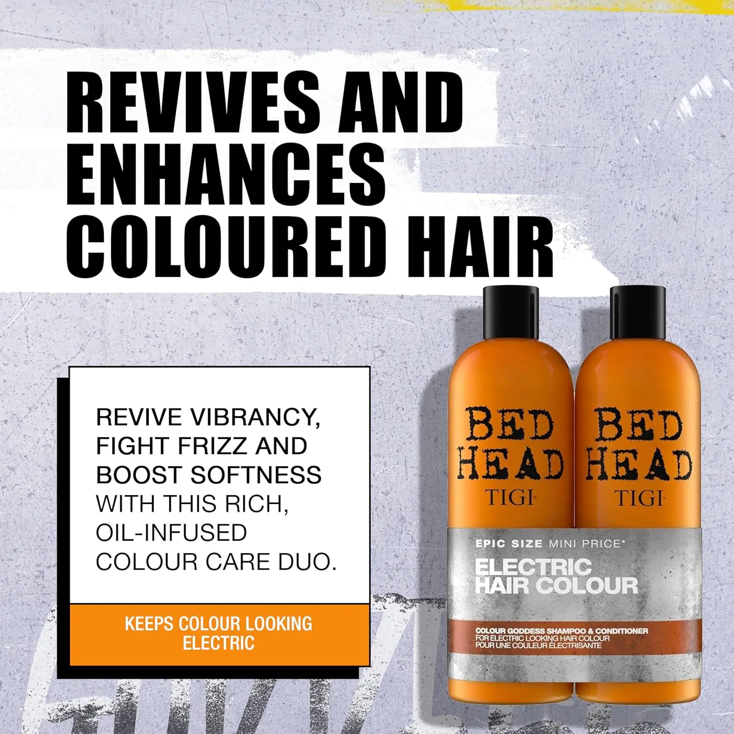 TIGI Bed Head Colour Goddess shampoo and conditioner set offers professional coloured hair treatment with keratin and almond oil for vibrant, silky smooth hair.