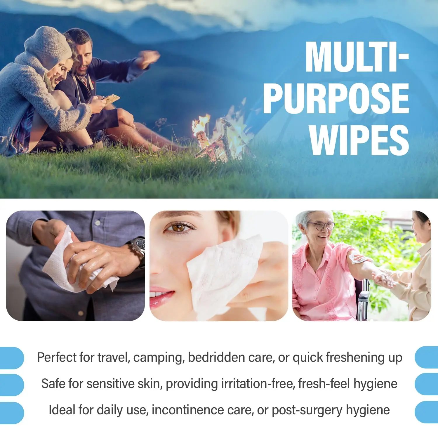 Comfy Life adult cleansing wipes provide a gentle and effective rinse-free clean, perfect for bed baths, incontinence care, and sensitive skin.