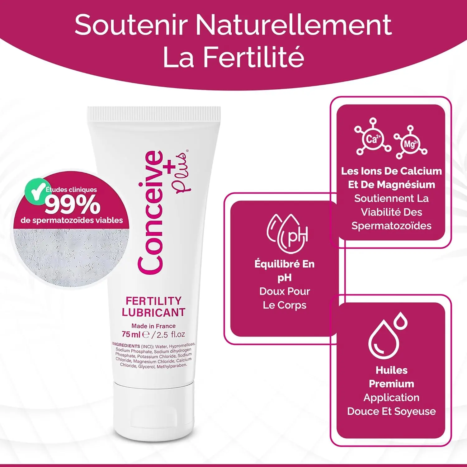 A tube of Conceive Plus Fertility Lubricant Intimate Gel, 75ml, designed to support natural conception.
