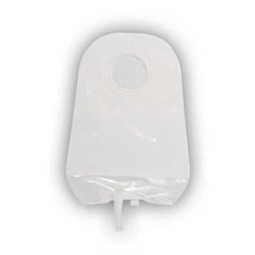 This is a clear ConvaTec Natura urostomy pouch, small size, designed for urostomy care and manufactured by Convatec.