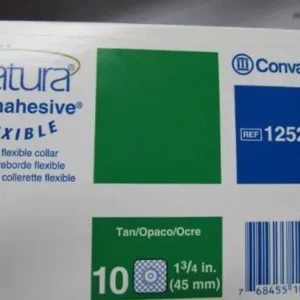 A pack of ten ConvaTec Sur-Fit Natura Stomahesive flexible wafers with a tan collar and a 4.4 cm flange for ostomy care.
