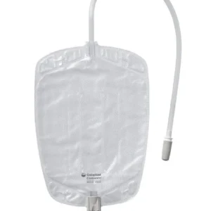 Coloplast Conveen Security+ Contoured 28oz leg bag with tubing for discreet and secure urinary drainage.