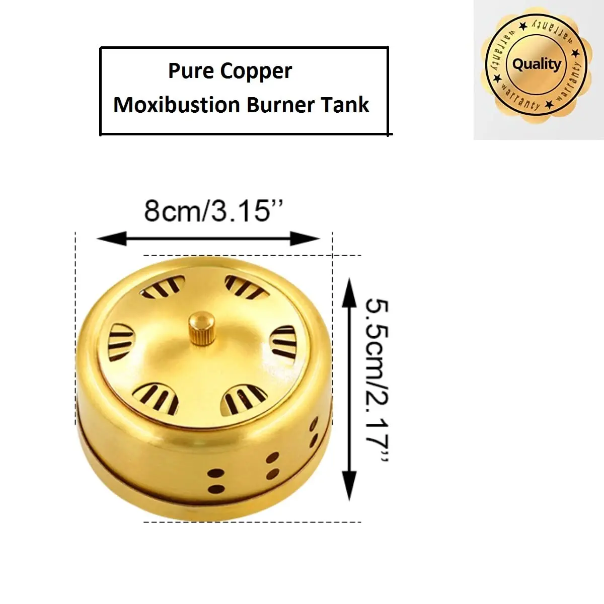 Pure copper moxa burner box with adjustable ventilation for concentrated heat therapy and comfortable moxibustion.