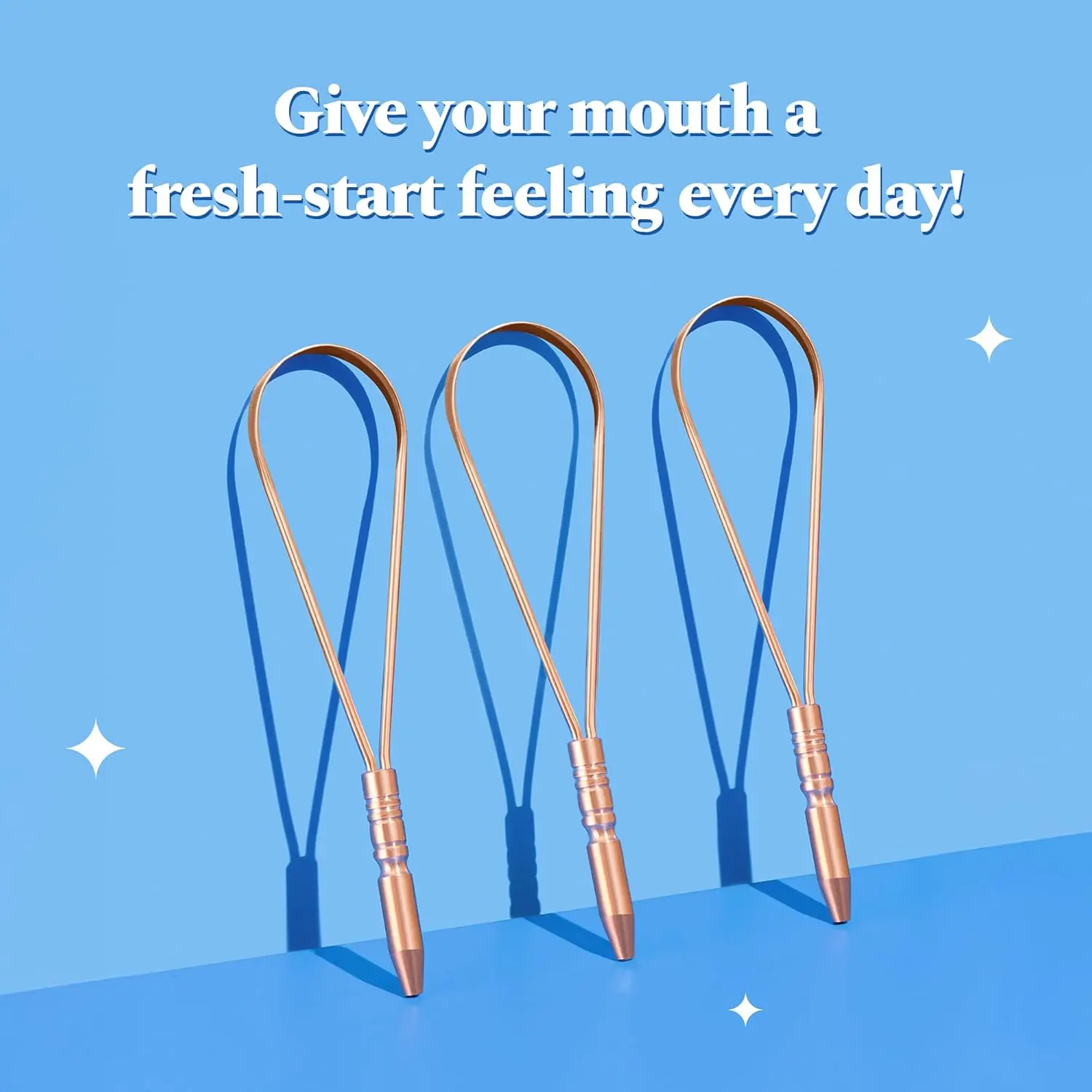 This copper tongue scraper effectively removes bacteria and buildup for fresher breath and improved oral hygiene.