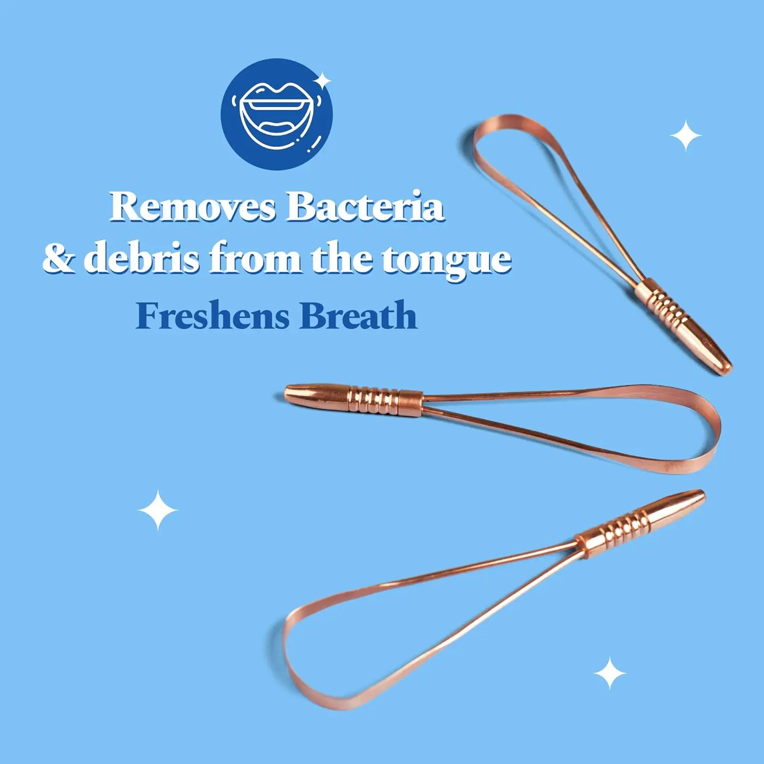 This copper tongue scraper effectively removes bacteria and buildup for fresher breath and improved oral hygiene.