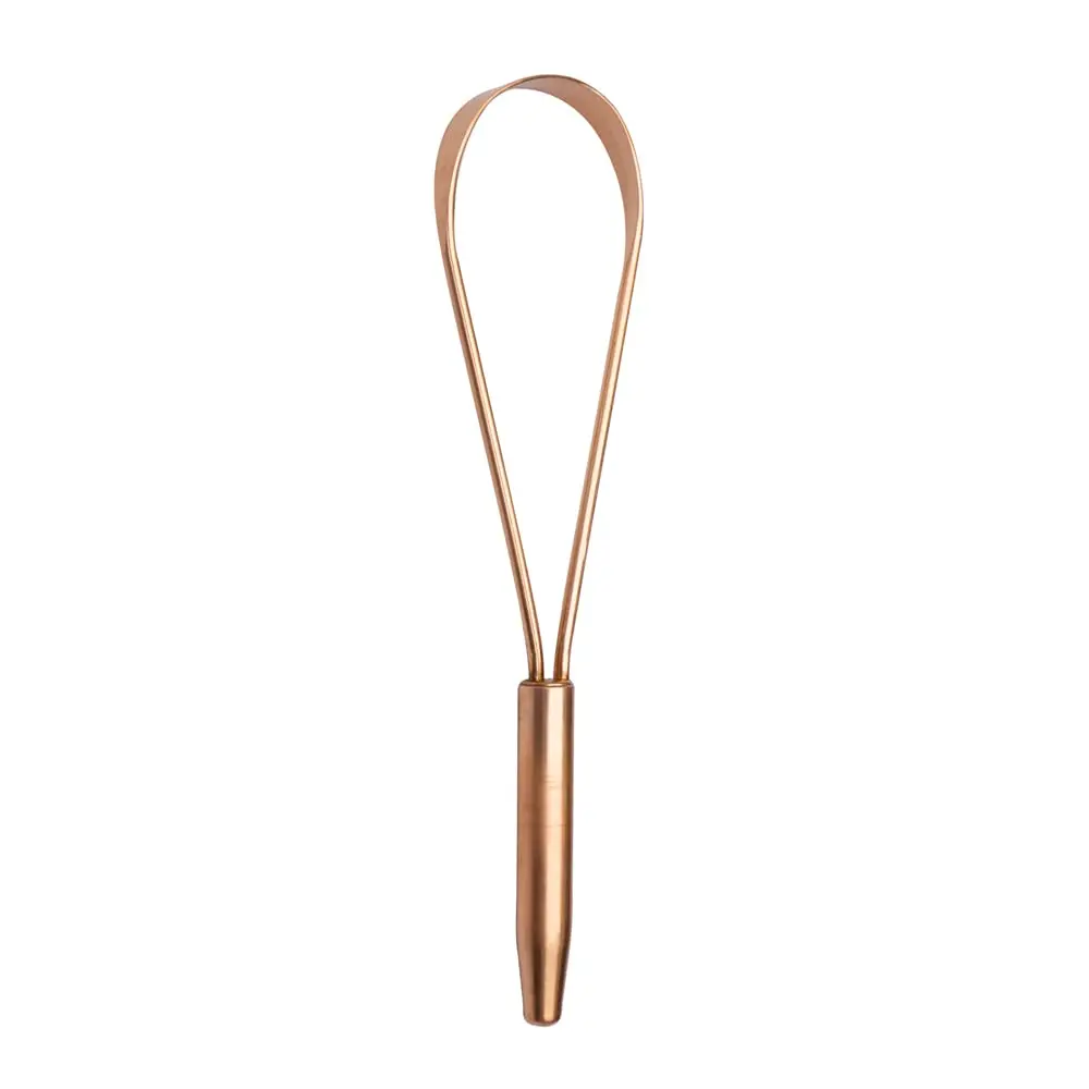 This single SoulGenie HealthAndYoga copper tongue cleaner features an easy one-hand use design, larger surface coverage, and promotes Ayurvedic copper health for fresher breath and total oral hygiene.