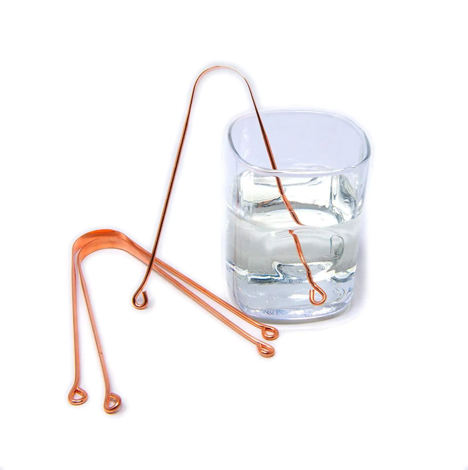 Two pure copper tongue scrapers for adults, designed for effective bacteria removal and improved oral hygiene.
