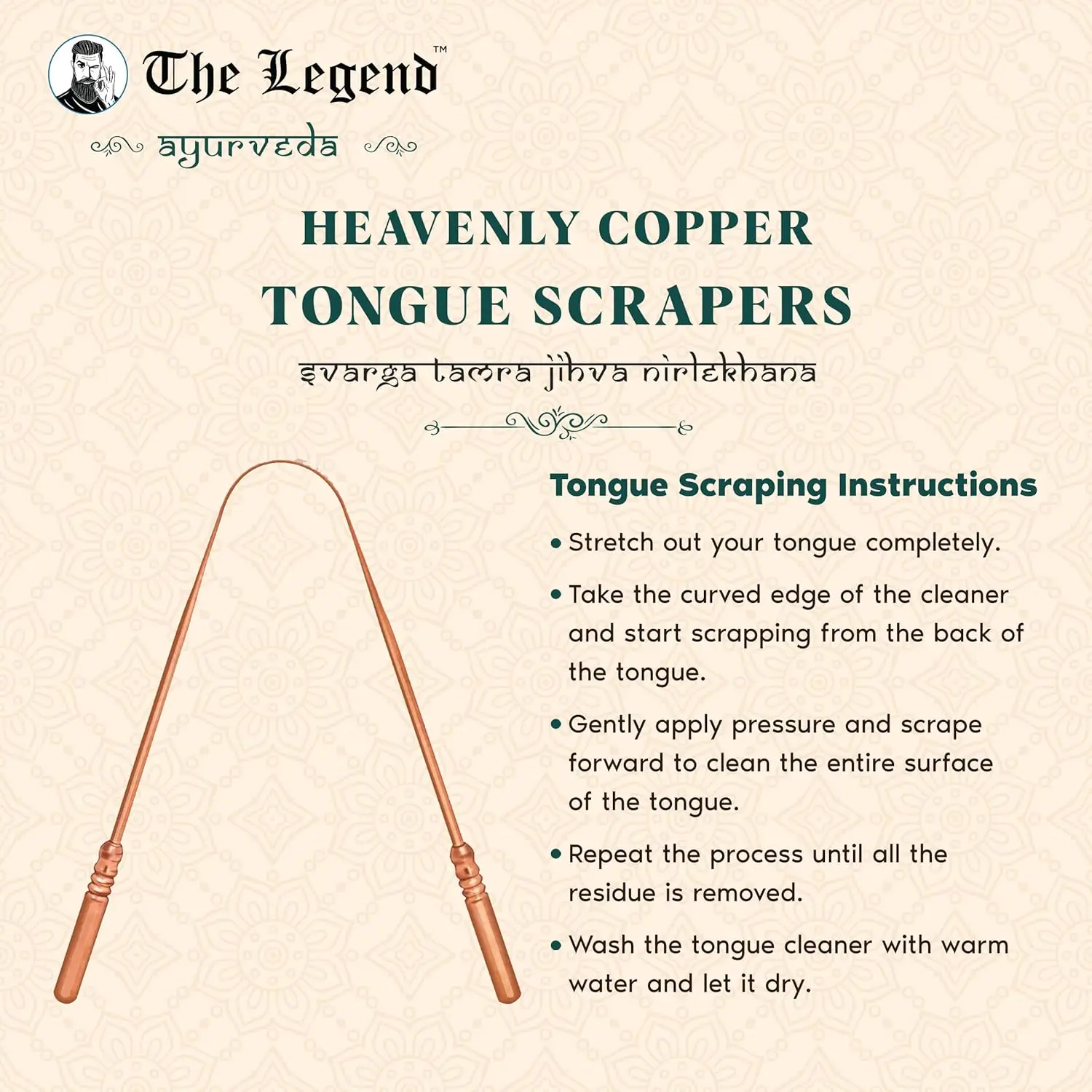 This is a pack of three copper tongue cleaners designed with a slim, curved design for effective and gentle cleaning, promoting better oral hygiene.
