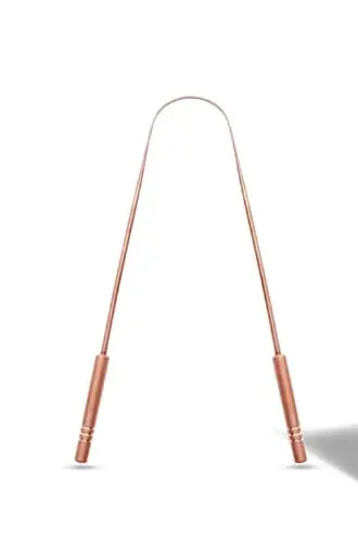 This pure copper tongue scraper effectively removes bacteria and residue for improved oral hygiene and fresher breath, perfect for daily use by adults and children.
