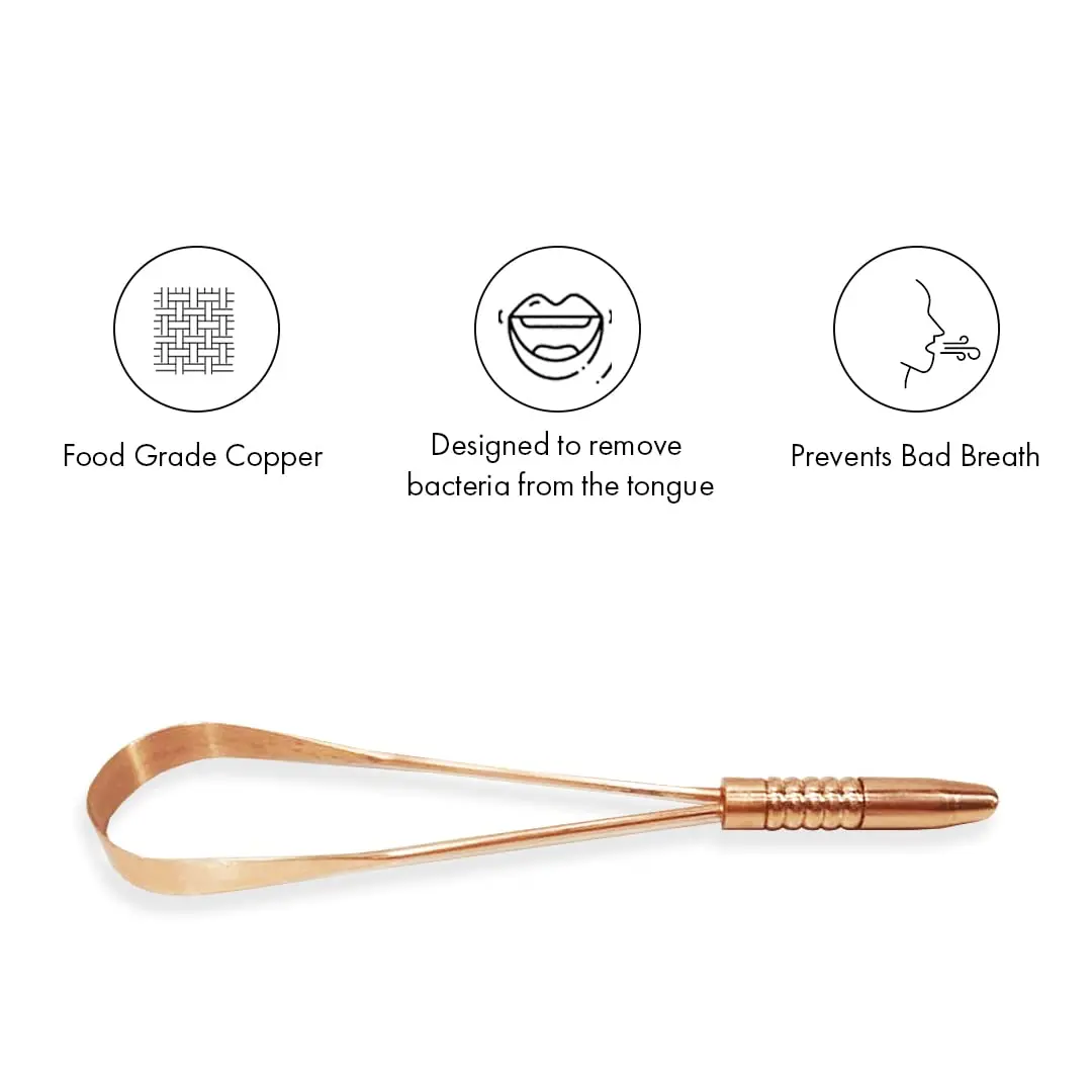 This copper tongue scraper effectively removes bacteria and improves oral hygiene, leading to fresher breath and enhanced taste.
