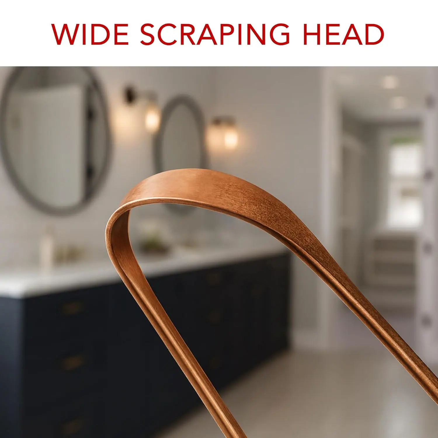 This copper tongue scraper effectively removes bacteria and debris from the tongue, promoting fresh breath and improved oral hygiene.