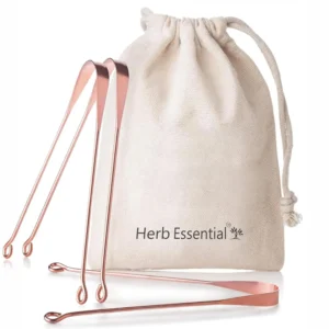 This three-pack of Herb Essential copper tongue scrapers offers a natural and sustainable way to improve oral hygiene, freshen breath, and enhance the sense of taste by removing bacteria and plaque.