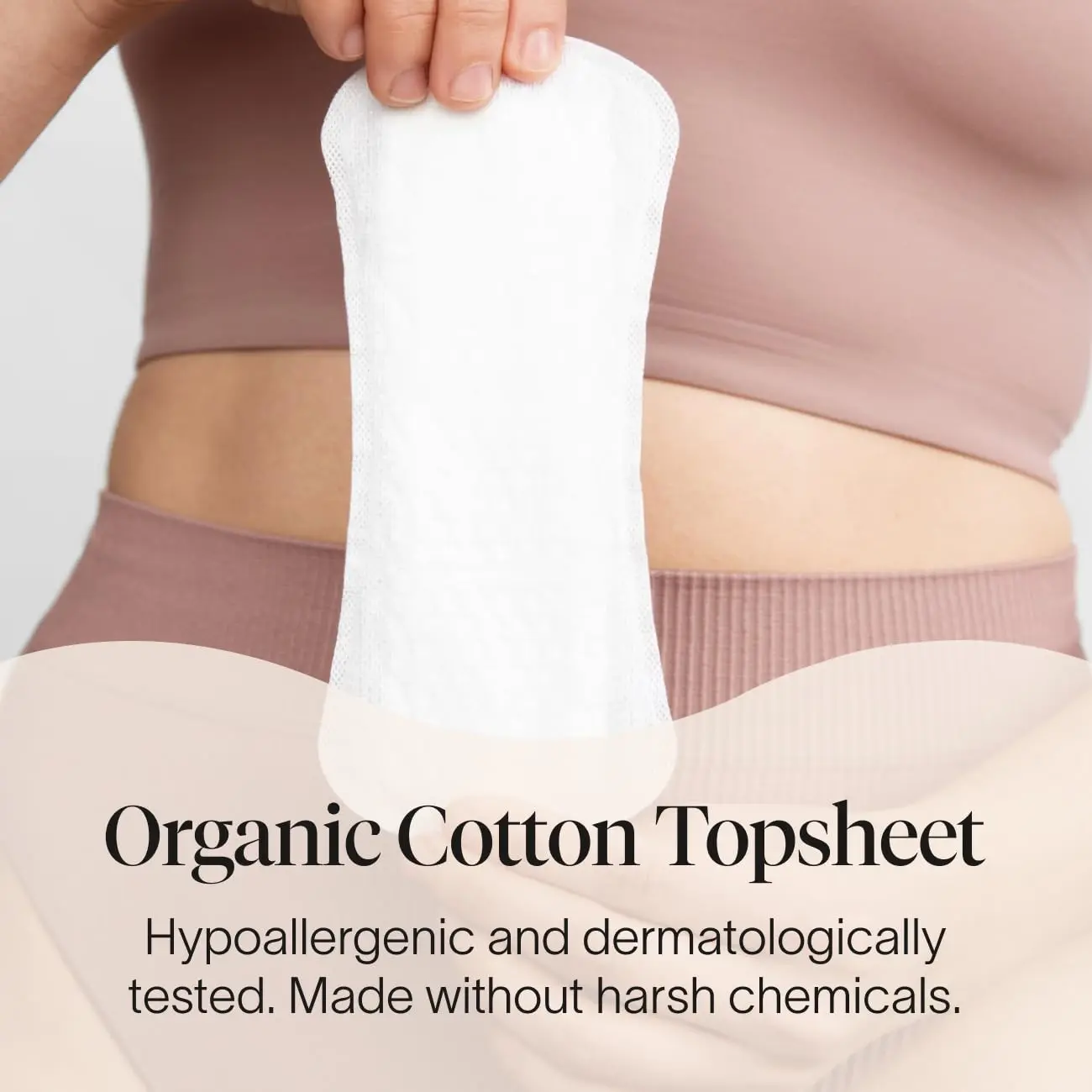 Cora ultra thin panty liners made with 100% organic cotton topsheet are hypoallergenic, breathable, and designed for confident, comfortable protection.