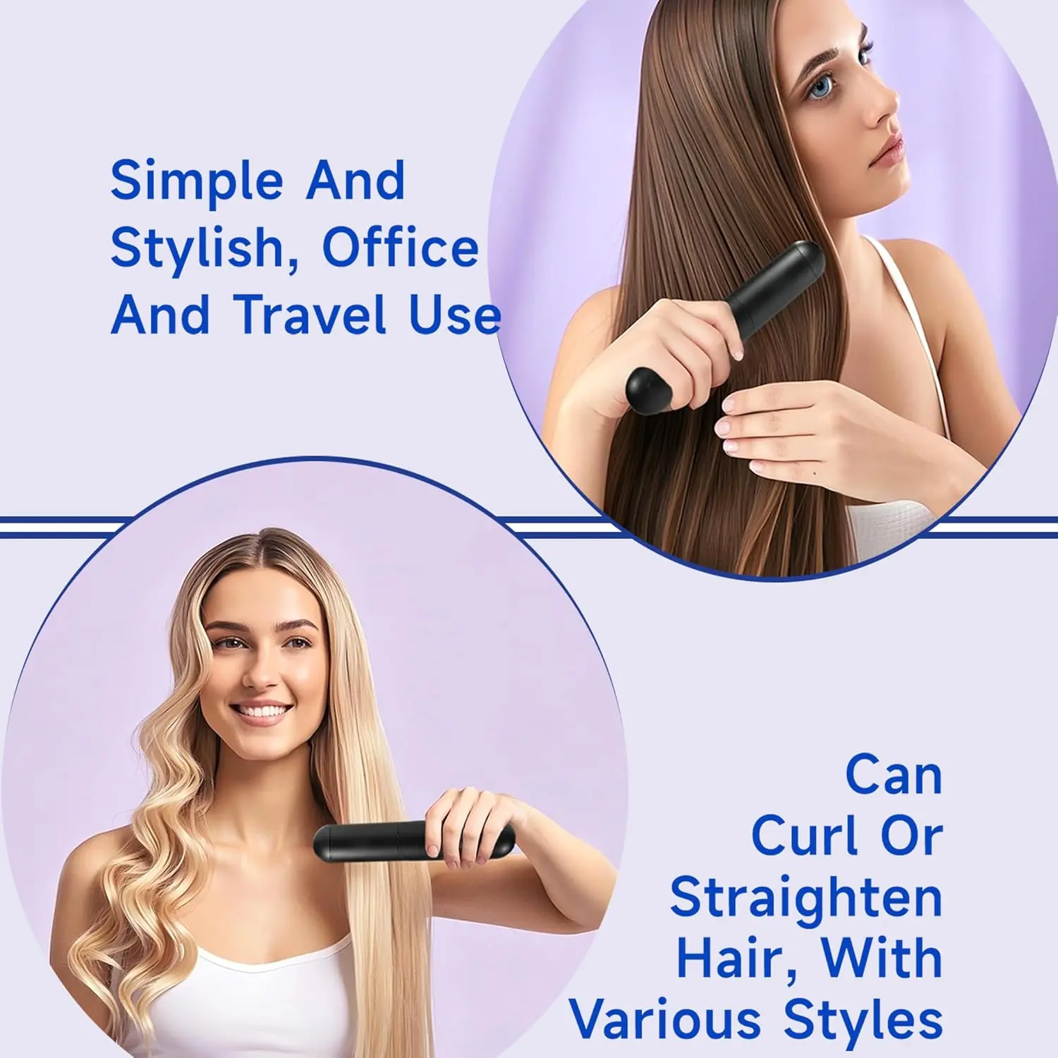 This cordless hair straightener brush features a detachable comb for easy cleaning, offers six smart temperature settings, utilizes 200 million negative ions for shine, and includes both Type-C and docking base charging options, making it the perfect travel companion for achieving salon-quality styles on the go.