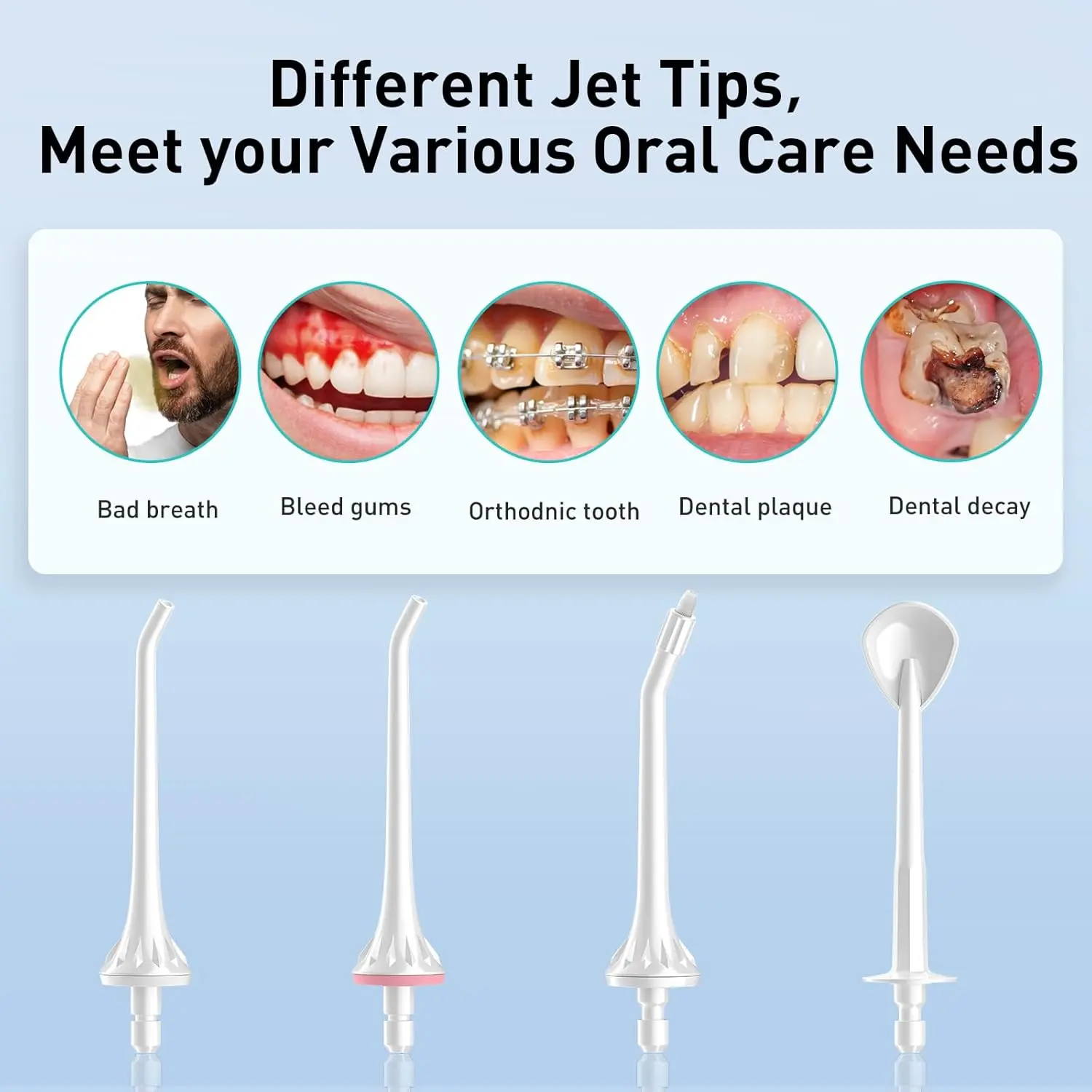 This cordless COSLUS water flosser is designed for deep cleaning and gum care, featuring multiple modes, a large water tank, and included nozzles for effective teeth and braces cleaning on the go.