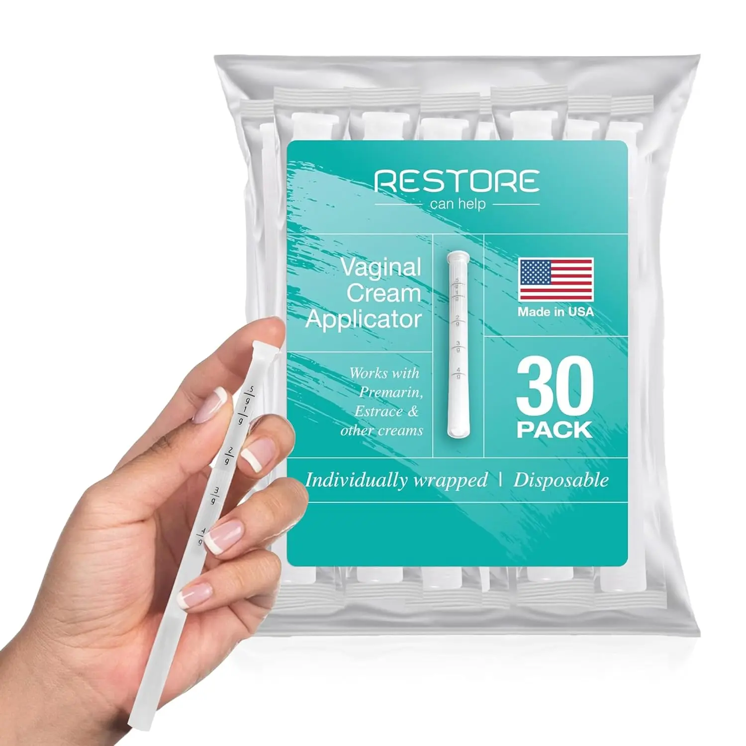 These disposable l cream applicators are individually wrapped, feature a threaded tip for comfortable use and accurate dosage, and are proudly made in the USA.