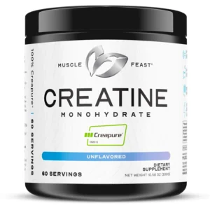 Muscle Feast Creapure creatine monohydrate powder promotes muscle growth, endurance, and faster recovery, perfect for vegan and keto diets.