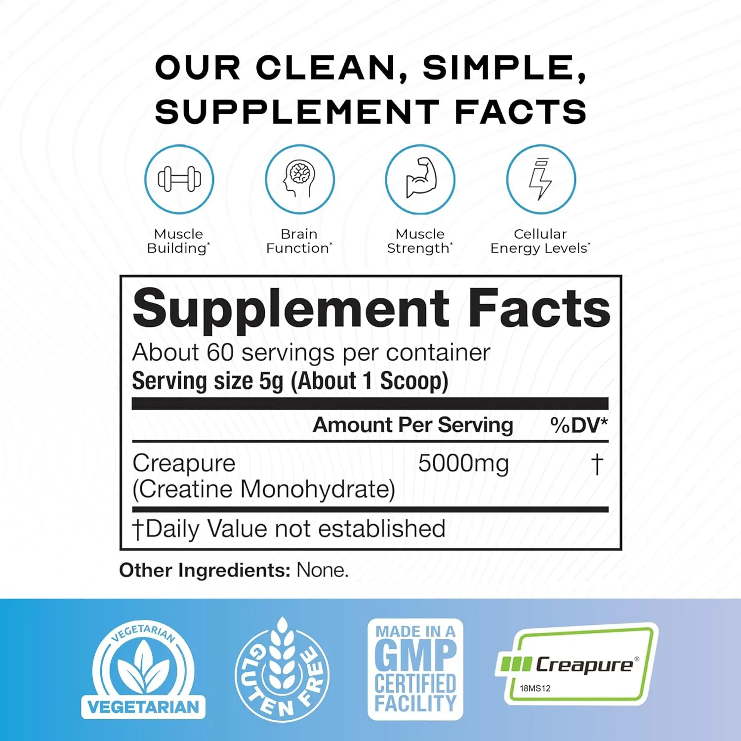 Muscle Feast Creapure creatine monohydrate powder promotes muscle growth, endurance, and faster recovery, perfect for vegan and keto diets.