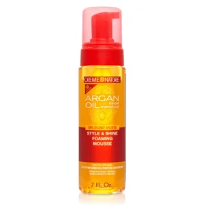 Creme of Nature Argan Oil Foaming Styling Lotion strengthens and adds texture to curly, frizzy, or wavy hair.
