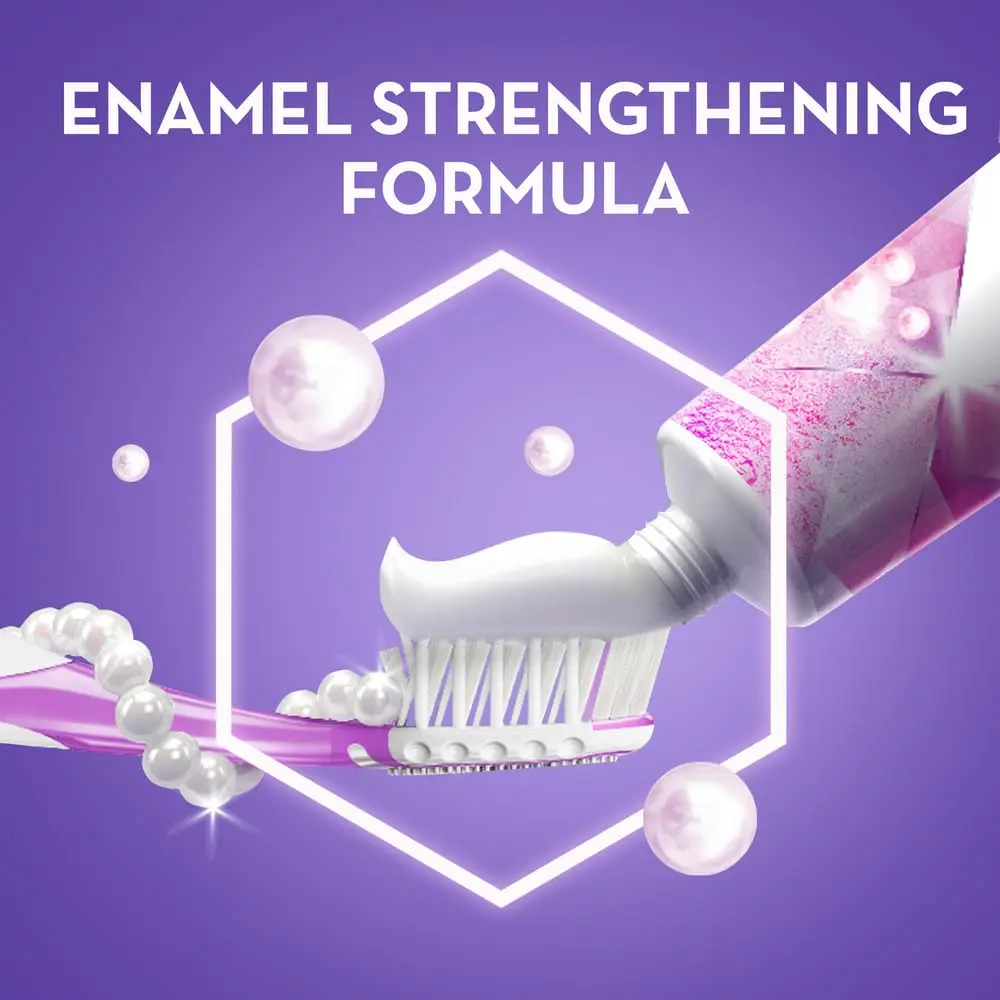 Crest 3D White Brilliance Pearl Glow toothpaste removes surface stains and provides 24 hour stain resistance.