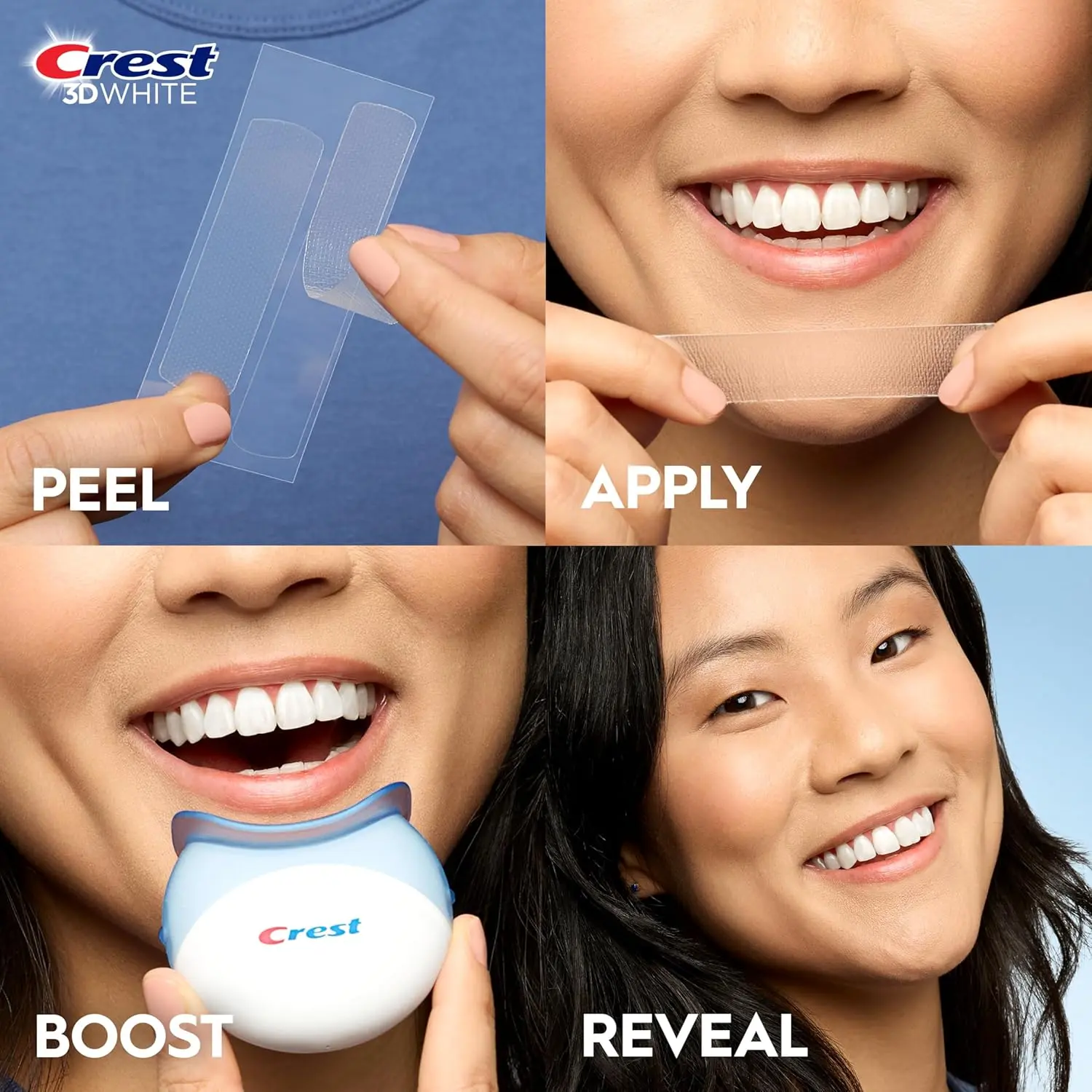 Achieve a 34 levels whiter smile in just 20 days with Crest 3D Whitestrips Radiant Express teeth whitening kit, featuring professional-level whitening power and Advanced Seal Technology for a no-slip grip.