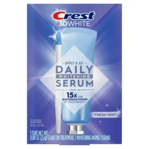 The Crest Whitening Emulsions kit includes a tube of leave-on teeth whitening gel, a whitening wand applicator, and a stand for easy counter storage, offering a better, faster way to get 100% whiter teeth with virtually no sensitivity.