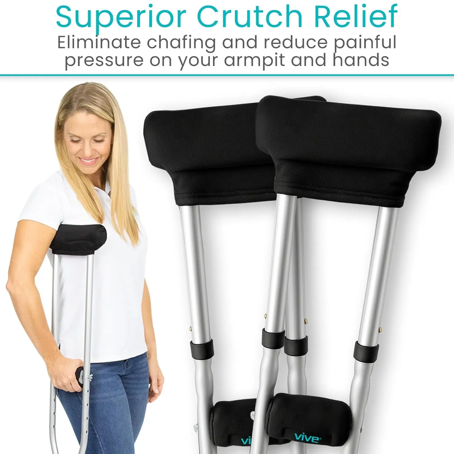 Enjoy comfortable support with these crutch pads and hand grips, designed with soft foam padding to eliminate chafing and reduce pressure for a speedy recovery.