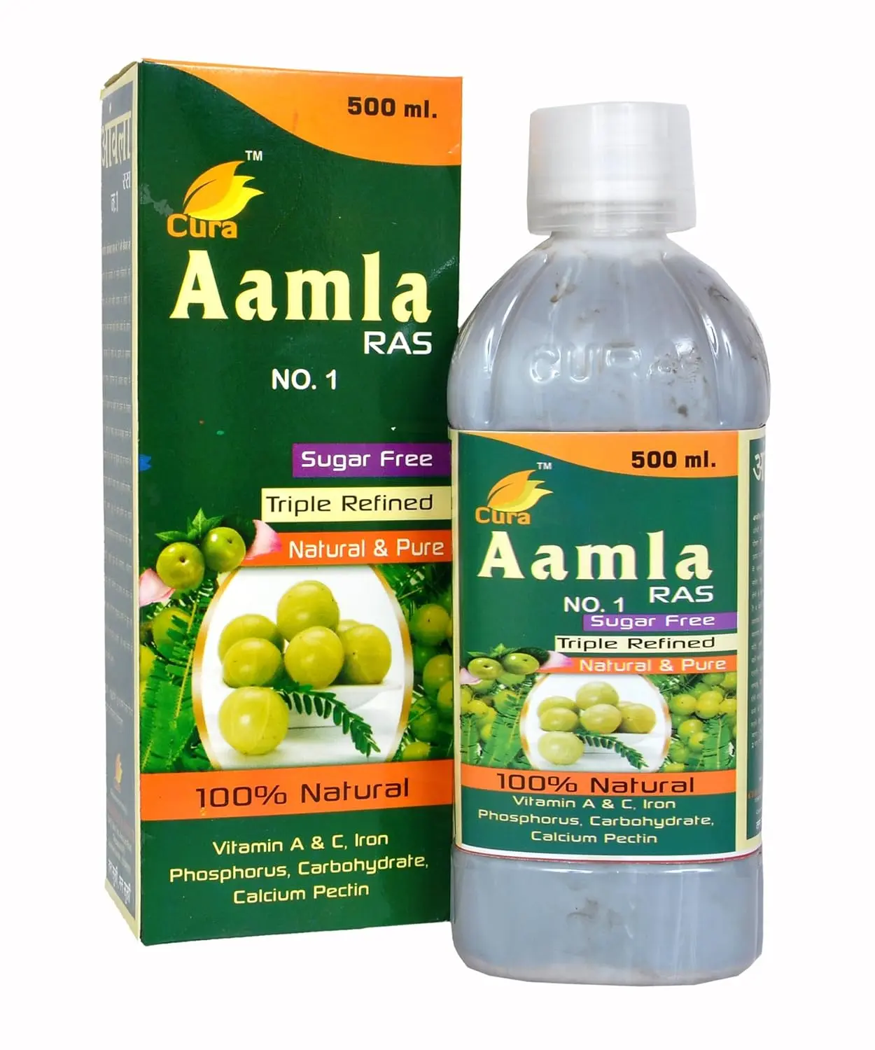 Cura Amla Ras No.1, a natural drink made with Amla, helps improve eyesight, digestion, and control blood sugar.
